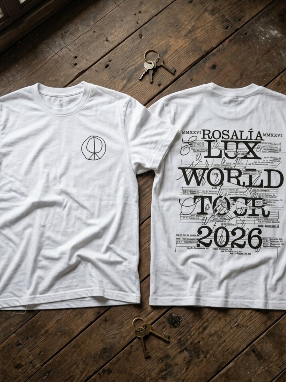Rosalia LUX World Tour 2026 Graphic White T-Shirt